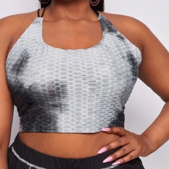 SHEIN Tops - Plus Crisscross Tie Dye Textured Halter Top